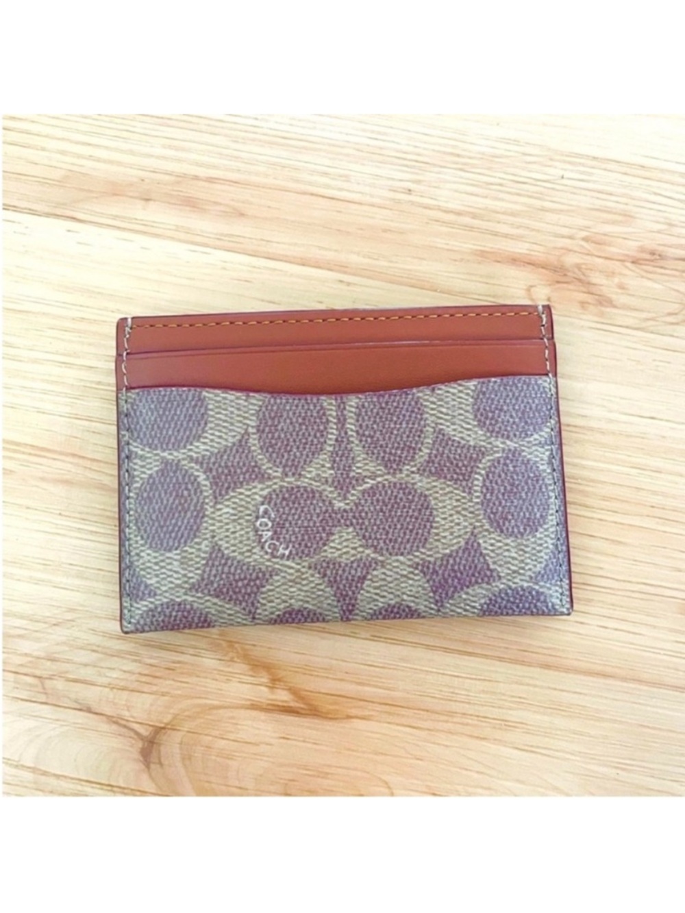 Coach Holiday Essential Card Case In Signature Canvas With Train # CY305 - Picture 2 of 4